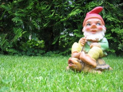 Gnome in lawn.