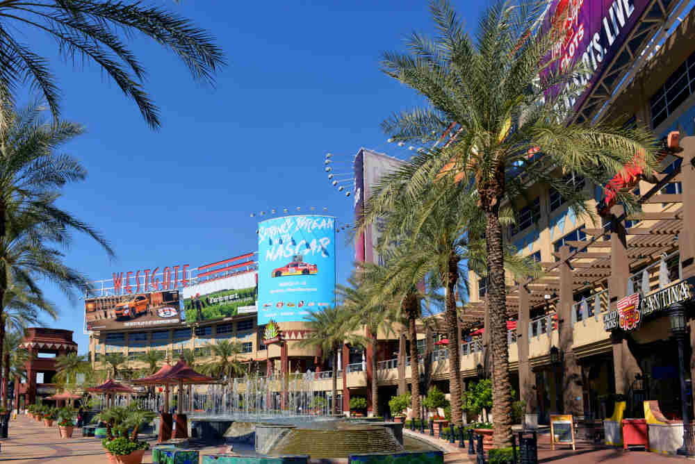 Glendale, AZ, on February 25, 2016. A portion of the central court of the Westgate Entertainment District which houses the Gila River Arena, home of the NHL team Arizona Coyotes