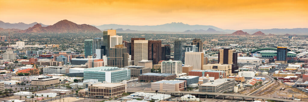 Overlook of a downtown city in Arizona.